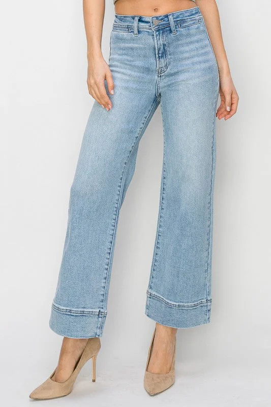 Women's nursing work pants Straight - leg women jeans with a classic and timeless appeal Wide Leg Medium Light Wash Jeans