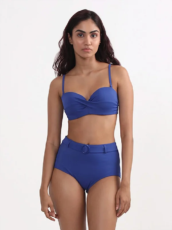 Women's unisex - style casual pants Ripped women jeans for a rebellious and fashion - forward style Wunderlove Plain Blue Pleated Bra Women's unisex - style casual pants Ripped women jeans for a rebellious and fashion - forward style Wunderlove Plain Blue Pleated Bra