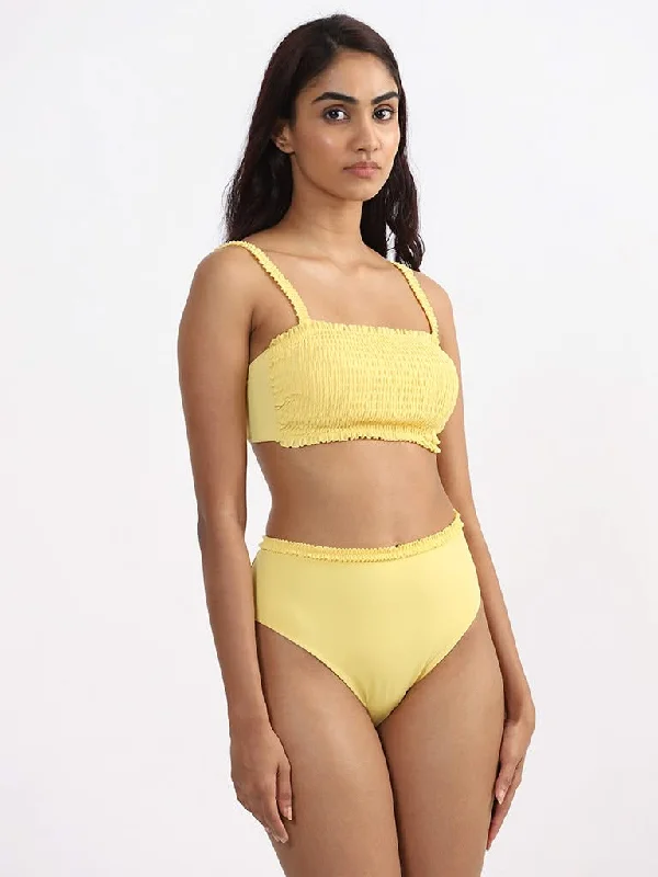 Women's pants for music festivals Ripped women jeans for a rebellious and fashion - forward style Wunderlove Solid Yellow Bikini Crop Top Women's pants for music festivals Ripped women jeans for a rebellious and fashion - forward style Wunderlove Solid Yellow Bikini Crop Top
