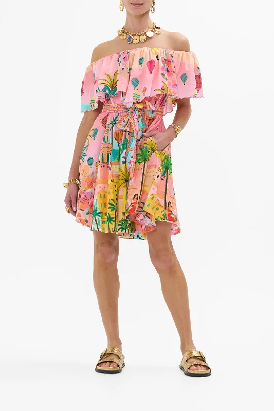 Mini dresses with pocket details for added functionalitySHOULDER FRILL SHORT DRESS SISTER SUNSET