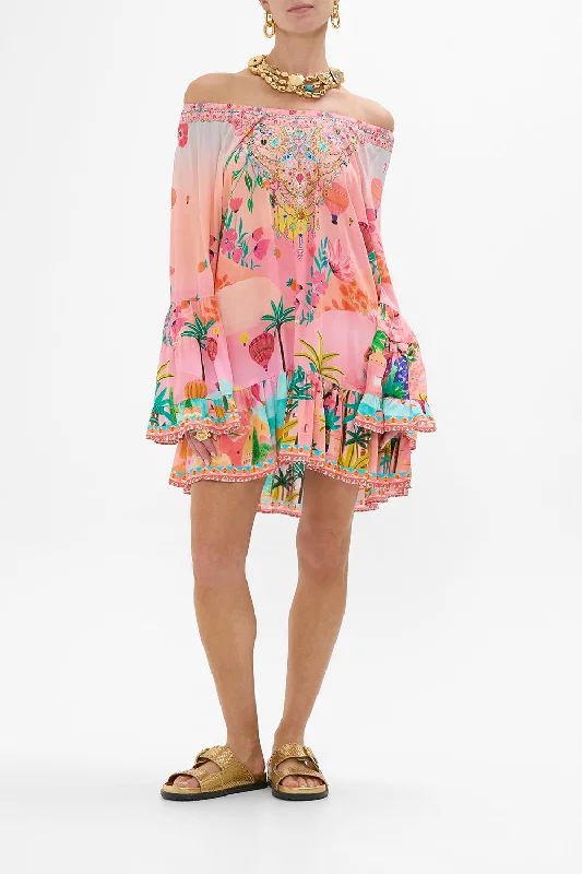 Metallic mini dresses for a glamorous eventA LINE FRILL DRESS SISTER SUNSET