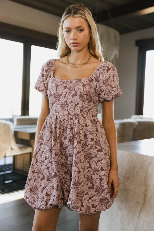 Mini dresses with off - the - shoulder stylesAisling Bubble Mini Dress in Mauve