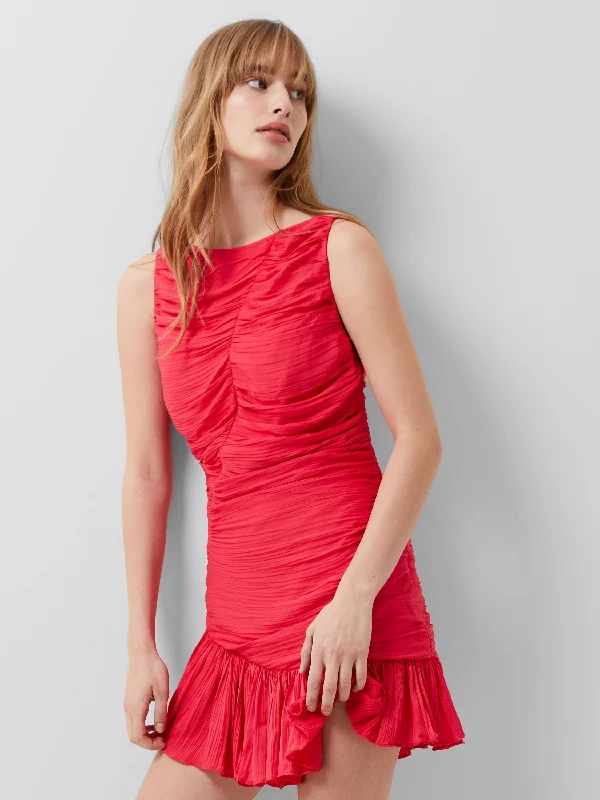 Mini dresses with button - down frontsAlthea Satin Ruched Mini Dress
