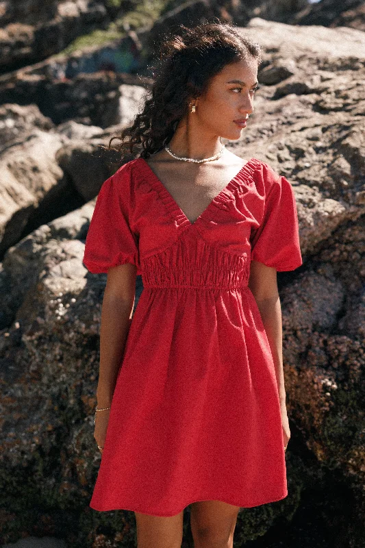 Mini dresses with geometric prints for a modern aestheticAstrid Mini Dress - Red