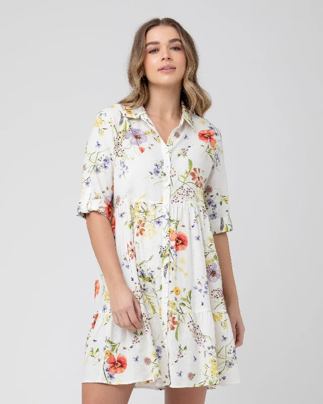Mini dresses with mesh panels for a sexy and trendy lookBloom Button Through Dress  Natural