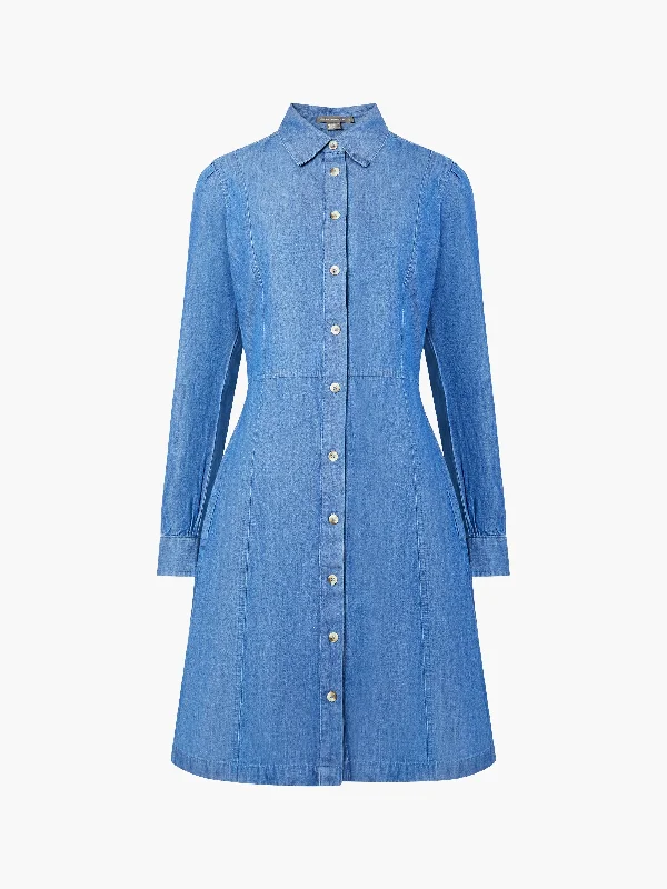 Mini dresses with mesh panels for a sexy and trendy lookChambray Button-Through Shirt Dress