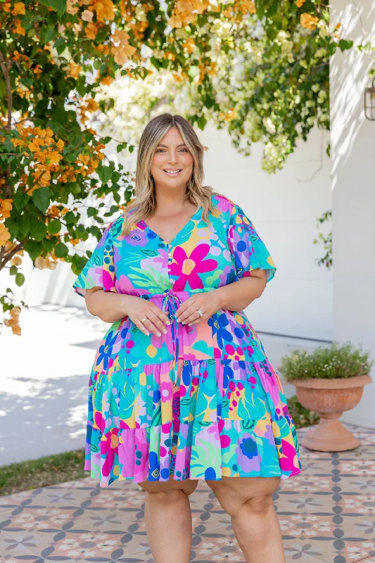 Mini dresses with tiered skirts for added volumeCharlie Dress in Spring Fling by Kasey Rainbow