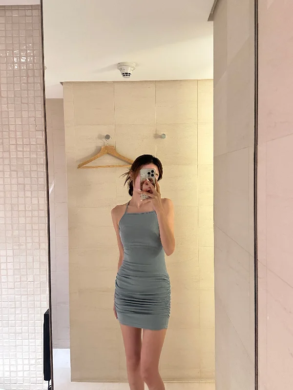 Leather mini dresses for a edgy styleCross at Back Mini Dress (with pads)