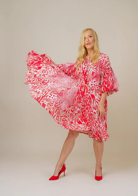 Mini dresses with tiered skirts for added volumeElla Red Leopard Dress