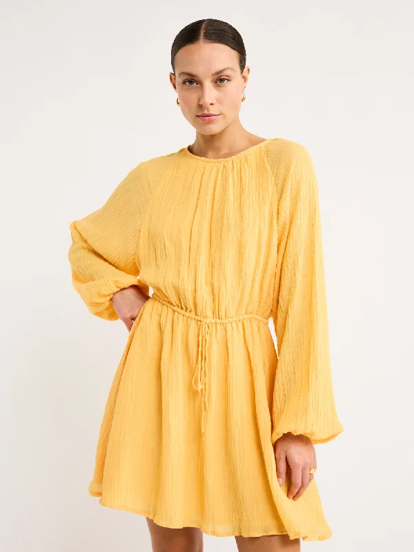 Mini dresses with criss - cross backs for a flirty lookFaithfull the Brand Constance Mini Dress in Saffron