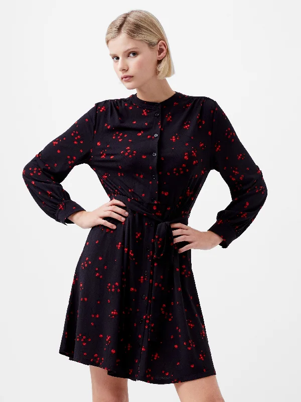 Mini dresses with geometric prints for a modern aestheticFloramour Meadow Long Sleeve Tie Dress