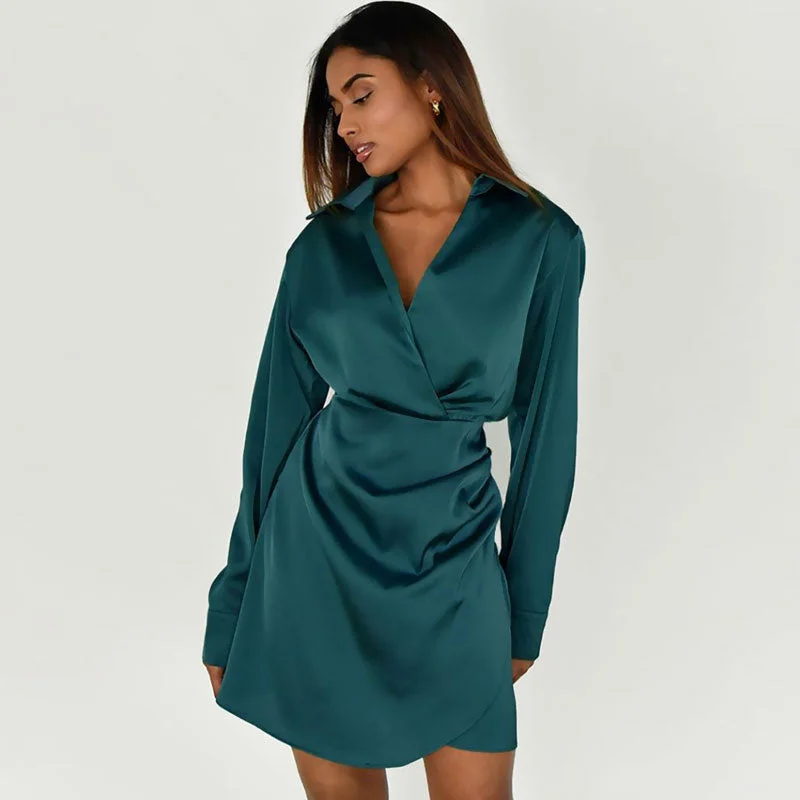 Mini dresses with patchwork designs for a unique styleBerryBetty - V Neck Long Sleeve Shirt Mini Dress - Teal Green Mini dresses with patchwork designs for a unique styleBerryBetty - V Neck Long Sleeve Shirt Mini Dress - Teal Green