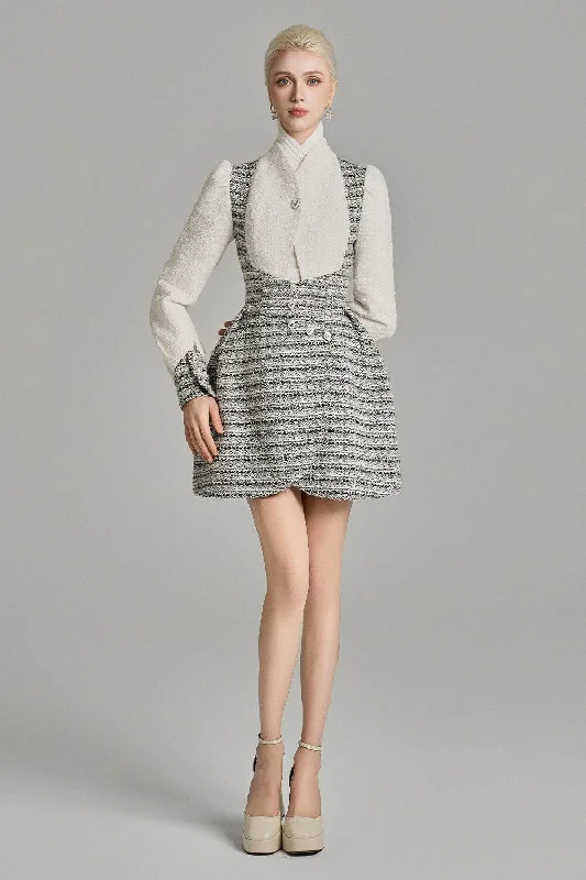 Cotton mini dresses for a comfortable everyday optionGwen Tulip Cuff Sleeved Tweed Mini Dress