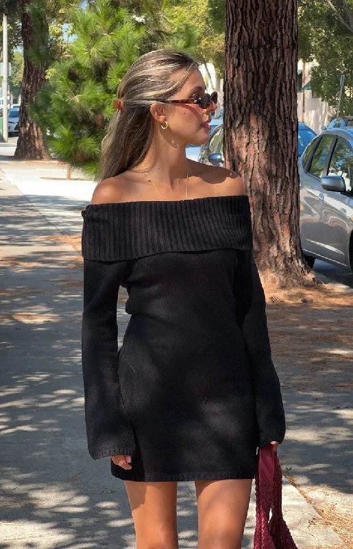 Mini dresses with polka dot patternsHalia Black Long Sleeve Mini Dress