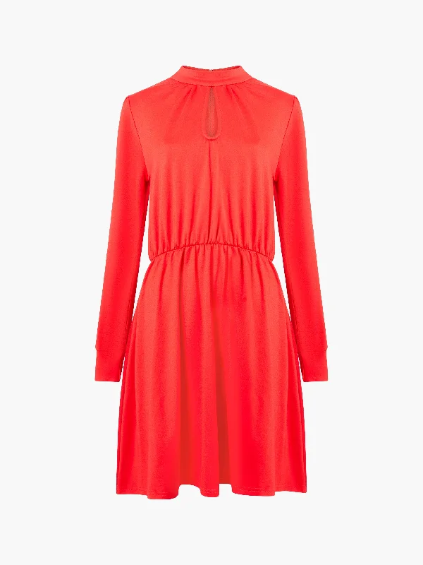 Mini dresses with fringe for a bohemian styleHigh Neck Keyhole Ponte Mini Dress