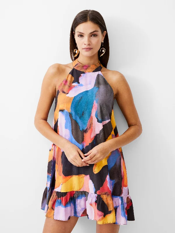 Mini dresses with abstract prints for an artistic lookIsadora Halterneck Swing Dress