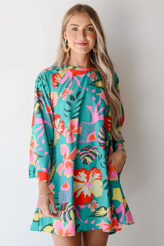 Velvet mini dresses for autumn weddingsFINAL SALE - Island Ease Teal Tropical Mini Dress Velvet mini dresses for autumn weddingsFINAL SALE - Island Ease Teal Tropical Mini Dress
