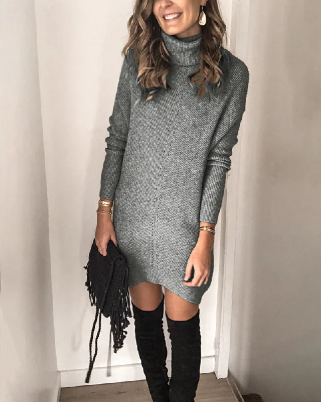 Plaid mini dresses for fall fashionKannon Turtleneck Sweater Dress - Slate - FINAL SALE Plaid mini dresses for fall fashionKannon Turtleneck Sweater Dress - Slate - FINAL SALE
