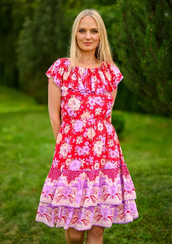 Mini dresses with geometric prints for a modern aestheticLolita Red Mix Flowers Dress