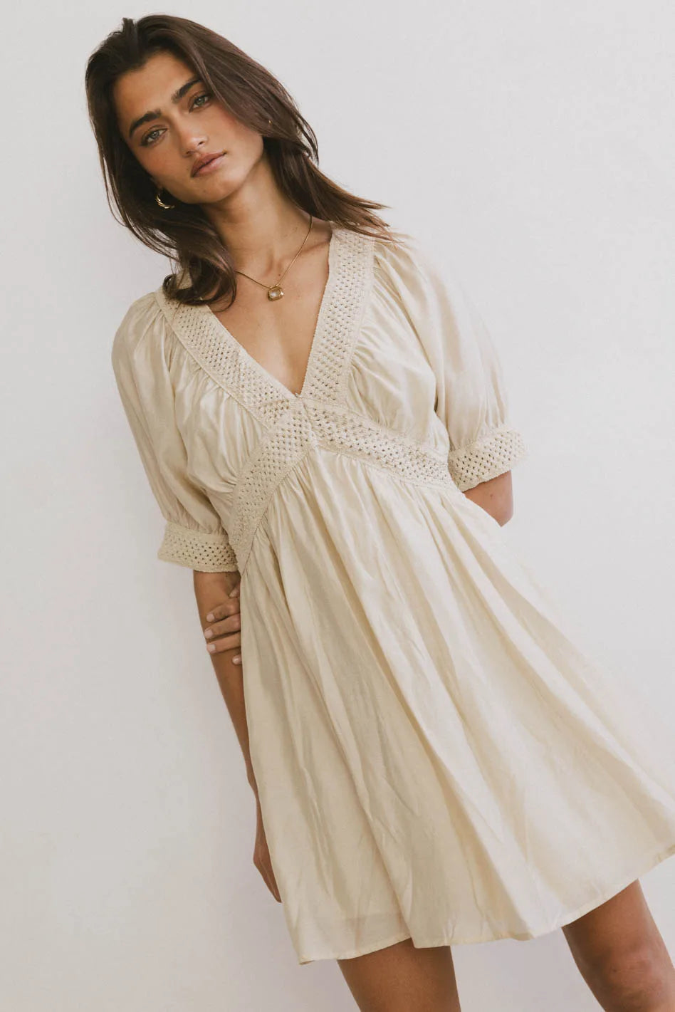Metallic mini dresses for a glamorous eventLorna Mini Dress in Natural