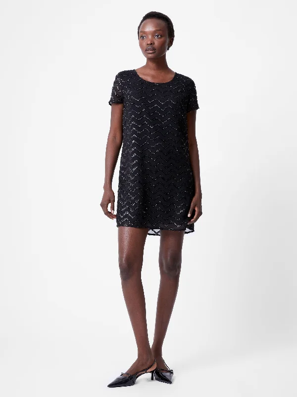 Mini dresses with ribbed textures for a unique appearanceLurex Georgette Mini Shift Dress