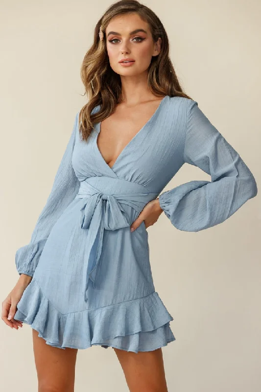 Metallic mini dresses for a glamorous eventMaddox Long Sleeve Layered Ruffle Hem Dress Midnight Blue Metallic mini dresses for a glamorous eventMaddox Long Sleeve Layered Ruffle Hem Dress Midnight Blue