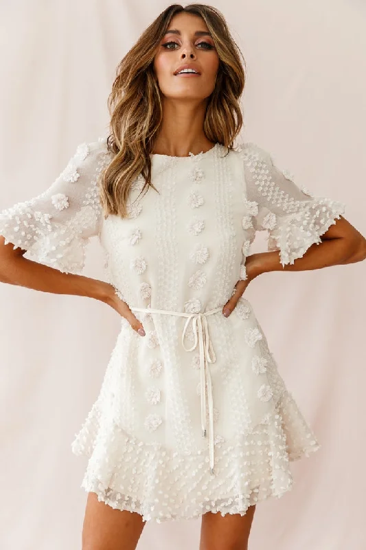 Mini dresses with wrap - around stylesMaleny Embellished Fluted Hem Dress Beige