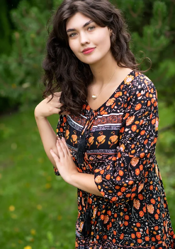 Mini dresses with empire waists for a flattering fitNelly Black Mustard Mini Dress