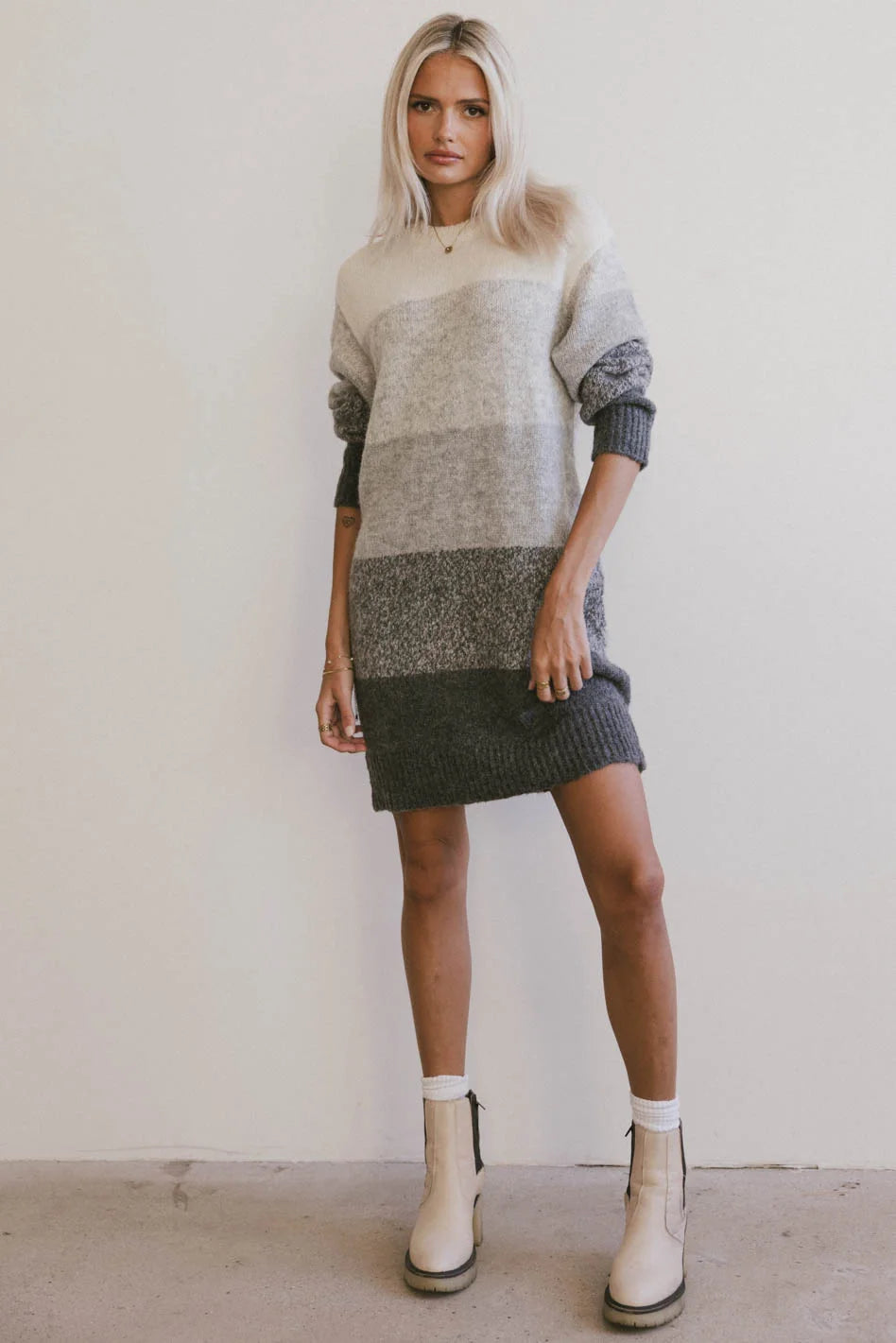 Mini dresses with patchwork designs for a unique styleRey Knit Dress