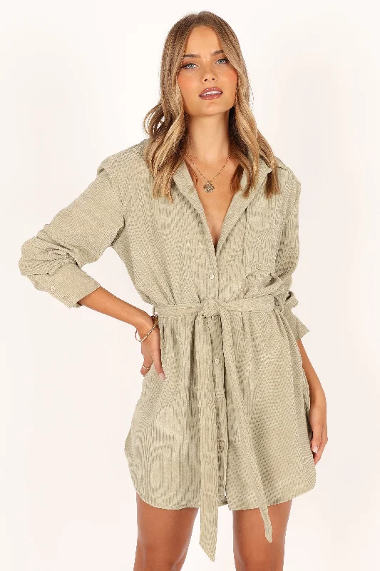 Mini dresses with bow accents for a sweet lookSpencer Tie Waist Mini Dress - Sage