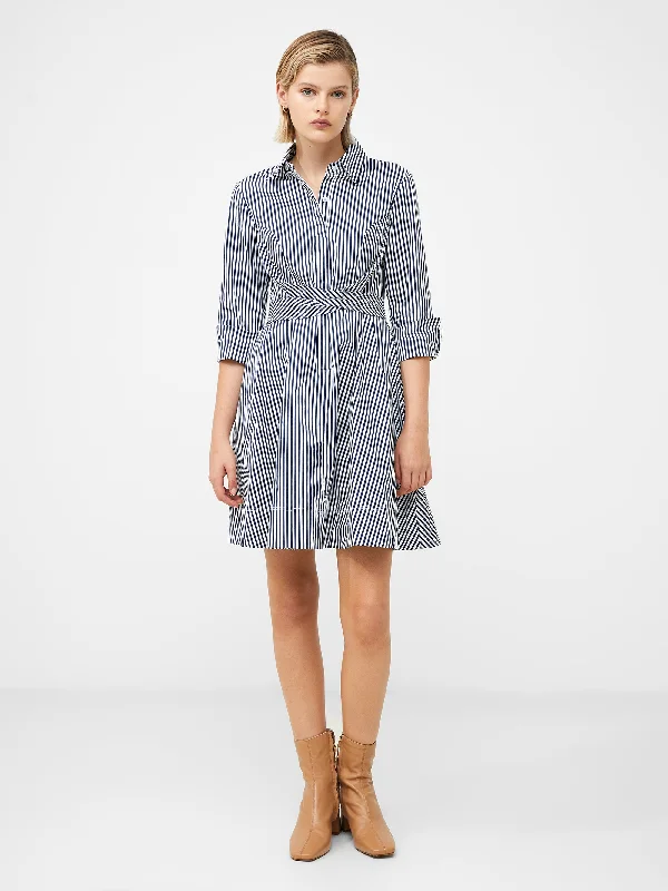 Mini dresses with puff sleeves for a vintage lookStripe Belted Mini Shirt Dress