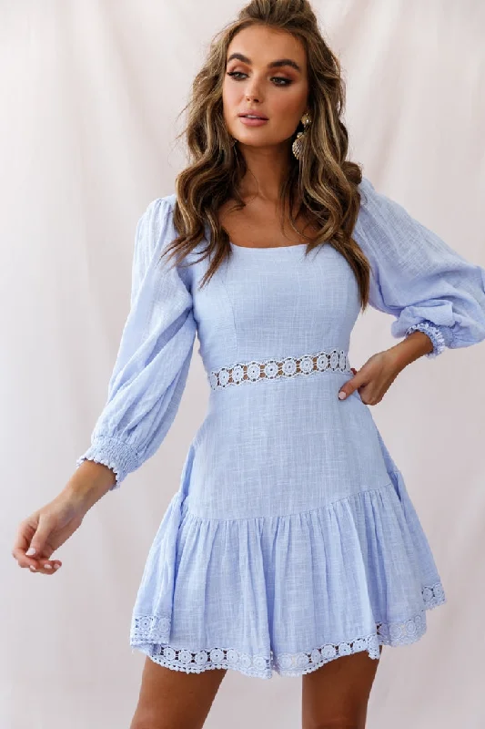 Mini dresses with belted waists for a defined silhouetteSweetheart Corset-Back Lantern Sleeve Dress Lavender Mini dresses with belted waists for a defined silhouetteSweetheart Corset-Back Lantern Sleeve Dress Lavender