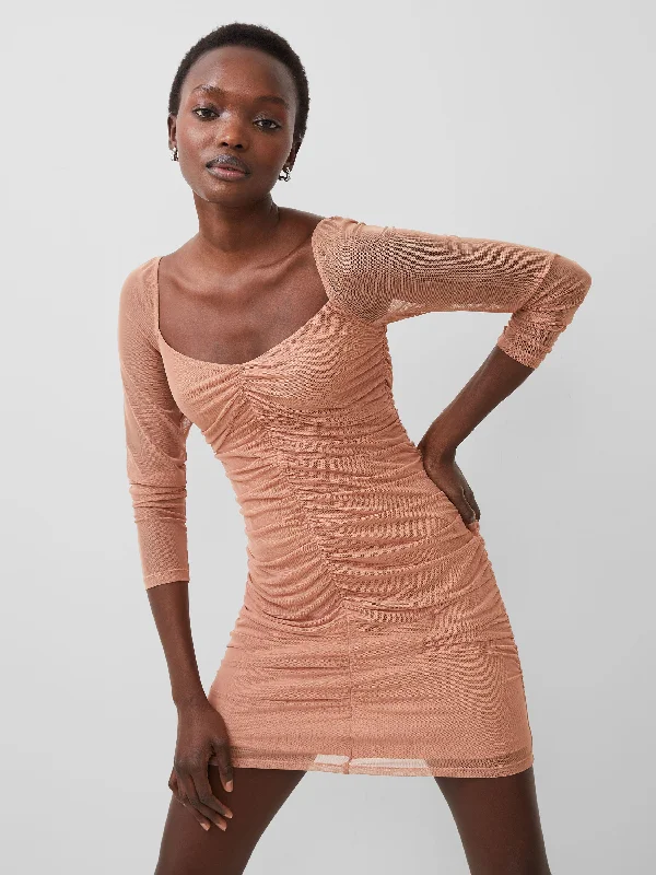Velvet mini dresses for autumn weddingsToni Mesh Rouched Mini Dress