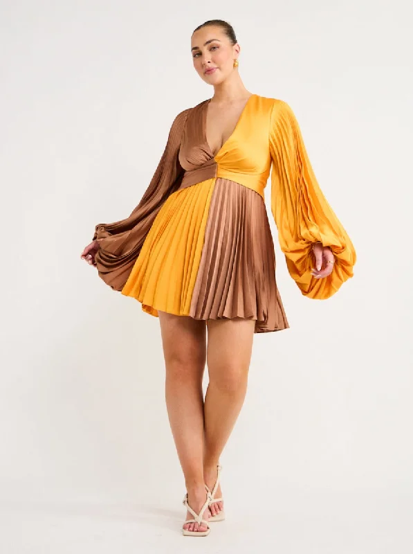 Metallic mini dresses for a glamorous eventAcler Tottenham Dress in Marigold Mix