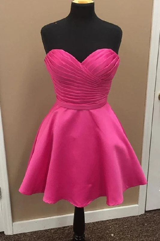 Party dresses with a sheer panel for a hint of allureA-line Satin Sweetheart Simple Homecoming Dresses Short Prom Dress PD277 Party dresses with a sheer panel for a hint of allureA-line Satin Sweetheart Simple Homecoming Dresses Short Prom Dress PD277