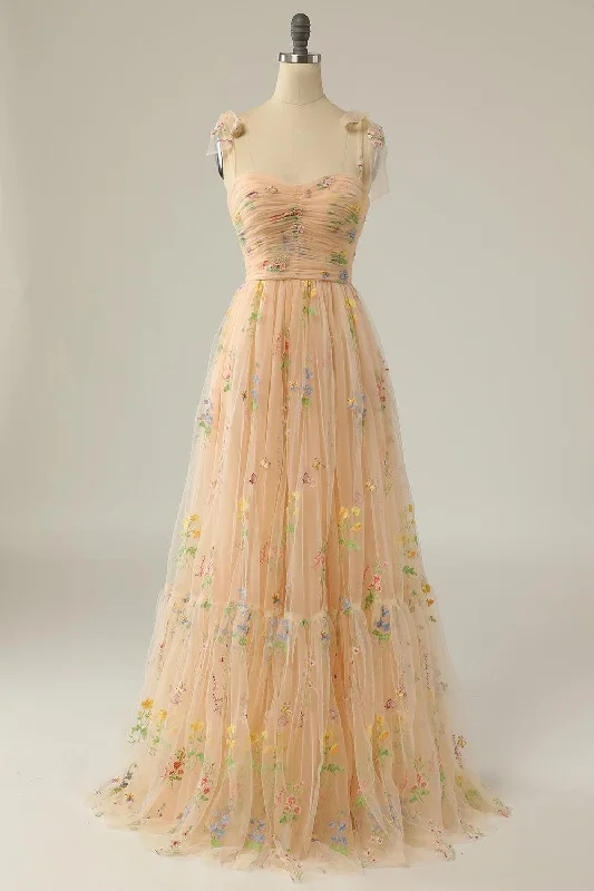 Retro - style party dresses inspired by the 1920s - 1980sA Line Spaghetti Straps Champagne Prom Dress with Appliques PSK331 Retro - style party dresses inspired by the 1920s - 1980sA Line Spaghetti Straps Champagne Prom Dress with Appliques PSK331