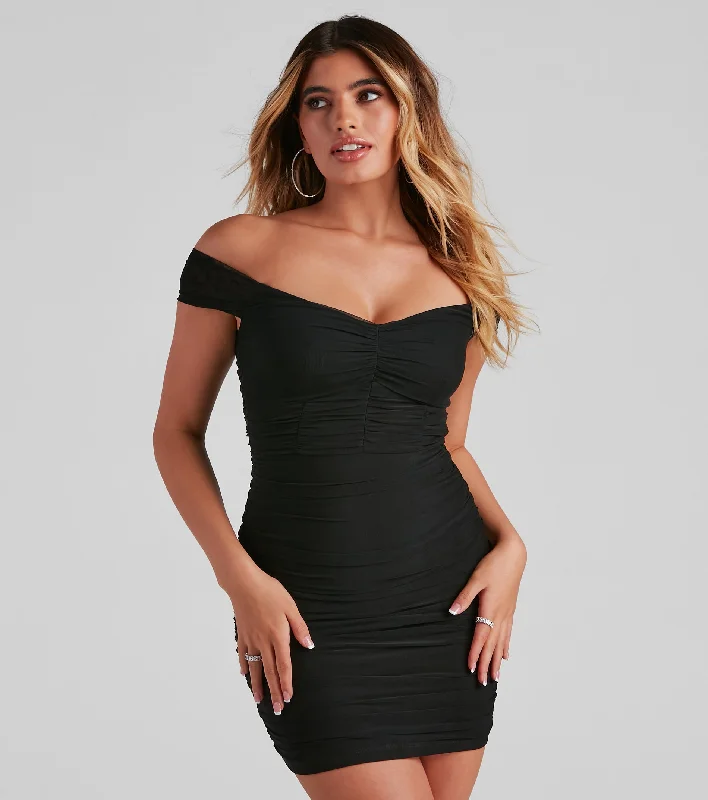 Mini cocktail dresses with a ruffled hem and a solid colorA Sultry Moment Mesh Mini Dress Mini cocktail dresses with a ruffled hem and a solid colorA Sultry Moment Mesh Mini Dress