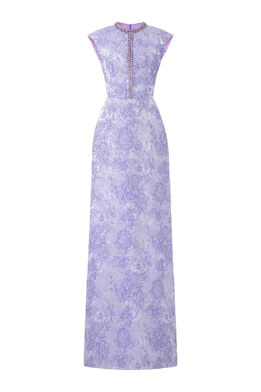 Velvet party dresses in rich jewel tones for a sophisticated appearanceAdorn A-line Round Neck Jacquard Floor Length Dress Velvet party dresses in rich jewel tones for a sophisticated appearanceAdorn A-line Round Neck Jacquard Floor Length Dress