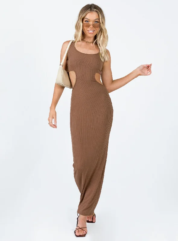 Bodycon dress made of jersey for a casual look​Alaska Maxi Dress Brown