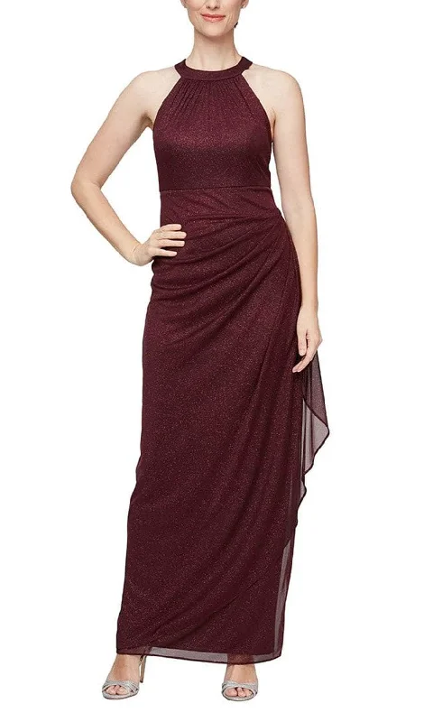 Embroidered wedding guest dresses in earthy tones for a rustic weddingAlex Evenings 8133106 - Sleeveless Halter Evening Dress