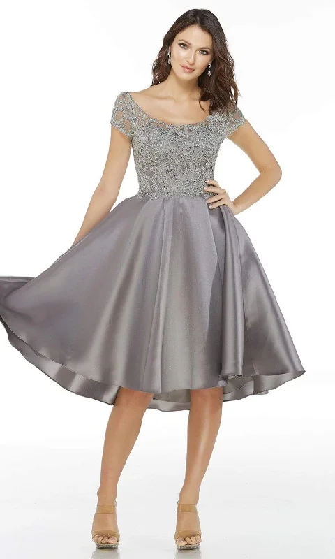 Ribbed - texture cocktail dresses with a cap - sleeve designAlyce Paris - 27430 Beaded Lace Bodice Scoop Neck A-Line Dress