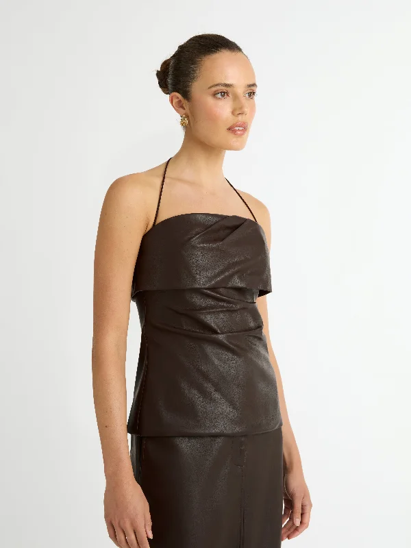 Wedding guest dresses with cold - shoulder ruffled sleeves and knee - length hemsAPOLLO BUSTIER