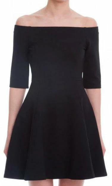Off - the - shoulder wedding guest dresses in chiffonBe Bold Black Off-The-Shoulder Skater Dress Off - the - shoulder wedding guest dresses in chiffonBe Bold Black Off-The-Shoulder Skater Dress