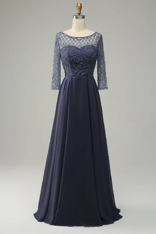 Cocktail dresses with a tassel - adorned belt and a sheath styleBeading Long Sleeves Mother of Bride Dress