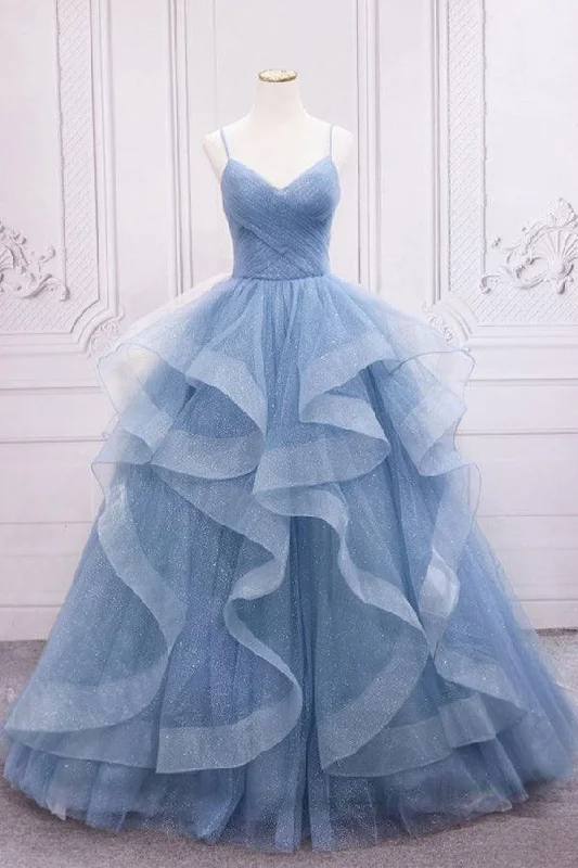 Fairy - themed party dresses with wings and glitter for a magical lookTulle Sequin Blue Long Prom Dress Blue Tulle Formal Dress PSK317 Fairy - themed party dresses with wings and glitter for a magical lookTulle Sequin Blue Long Prom Dress Blue Tulle Formal Dress PSK317