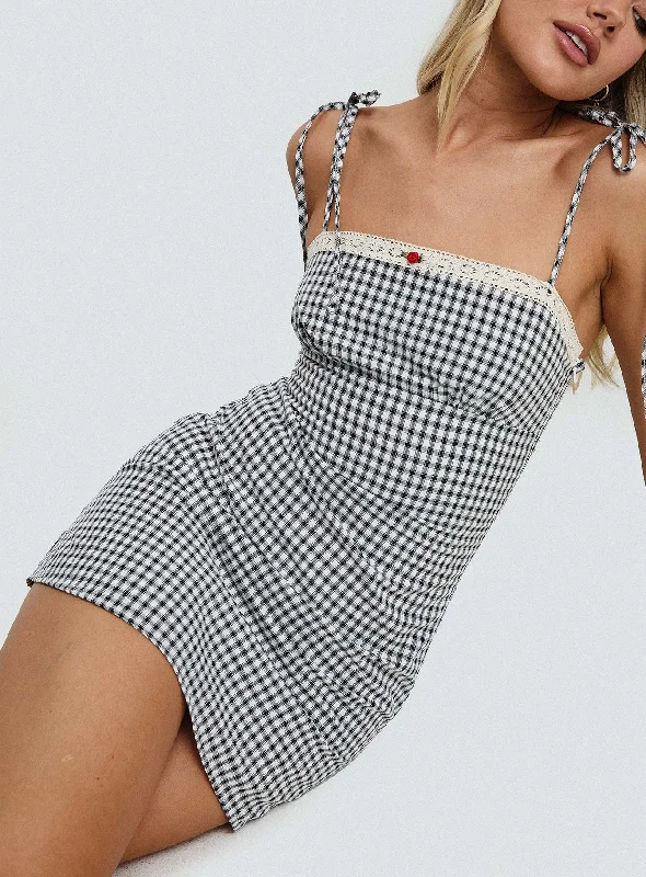 Sequined cocktail dresses with a mermaid silhouetteBurkes Mini Dress Black Check