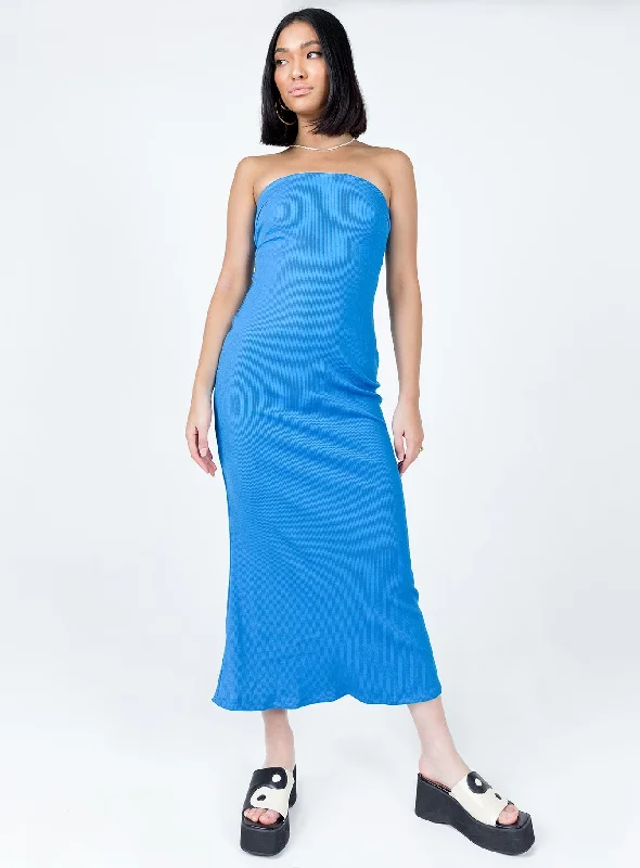 Bodycon dress with a bow accent​Carter Maxi Dress Blue