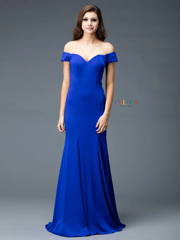 Solid - colored bodycon dress for a classic appearance​Colors 1768 Colors Long Formal Fitted Bridesmaid Dress