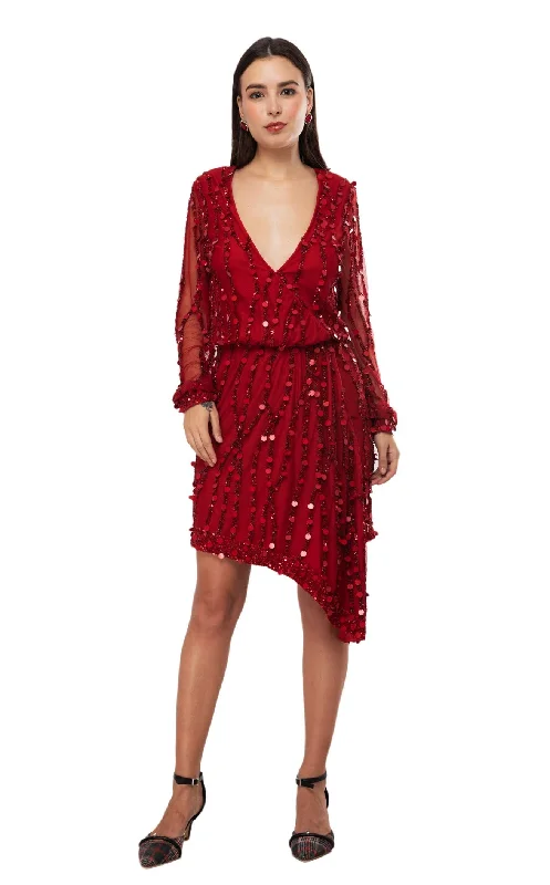 Sheer cocktail dresses with a lining and a short hemCouture Fashion by FG CF19201106 Dress