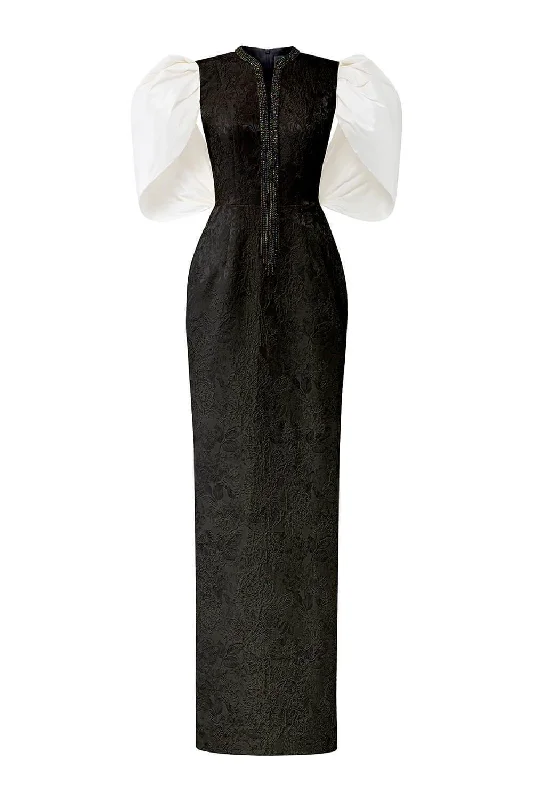 Tulle party dresses with a fairy - tale charm for formal occasionsCrimson Sheath Round Neck Jacquard Floor Length Dress Tulle party dresses with a fairy - tale charm for formal occasionsCrimson Sheath Round Neck Jacquard Floor Length Dress